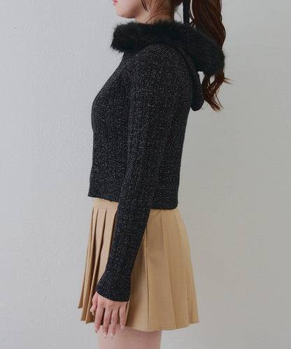 冬季流行單品♪【RMAF】亮片麻花毛絨連帽衫