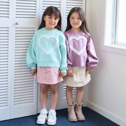 【像棉花糖般的穿著感】【可機洗】愛心蝴蝶結拼接圖案毛衣