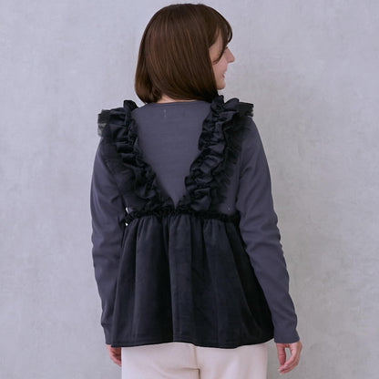 【リンク】拼接荷葉邊長款上衣