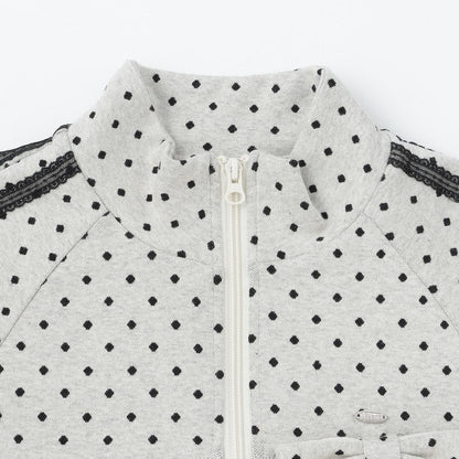波點提花夾克（附蝴蝶結胸針）
