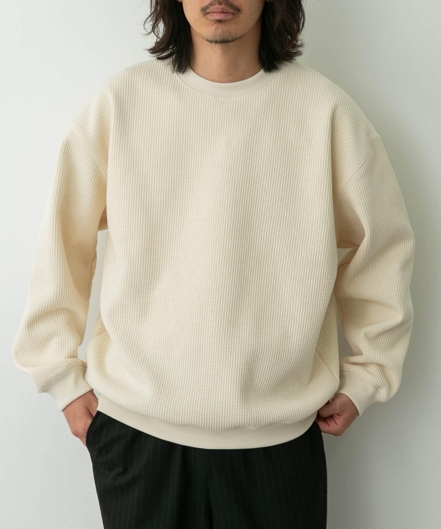 加絨華夫格寬鬆休閒套頭衫