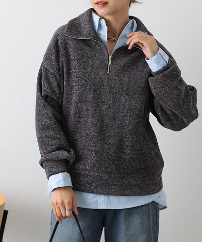 亮片紗半拉鍊套頭衫