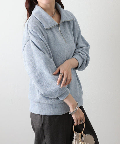 亮片紗半拉鍊套頭衫