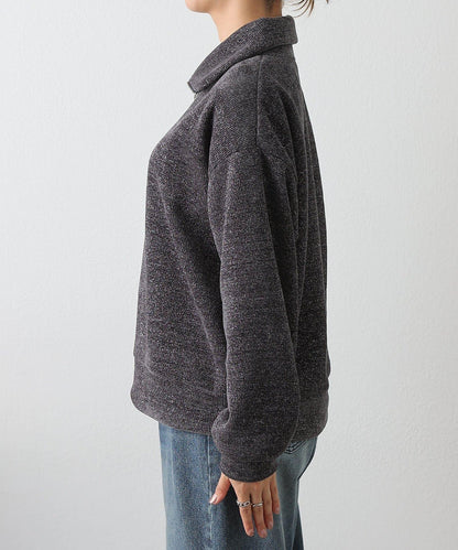 亮片紗半拉鍊套頭衫