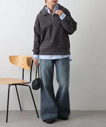 亮片紗半拉鍊套頭衫