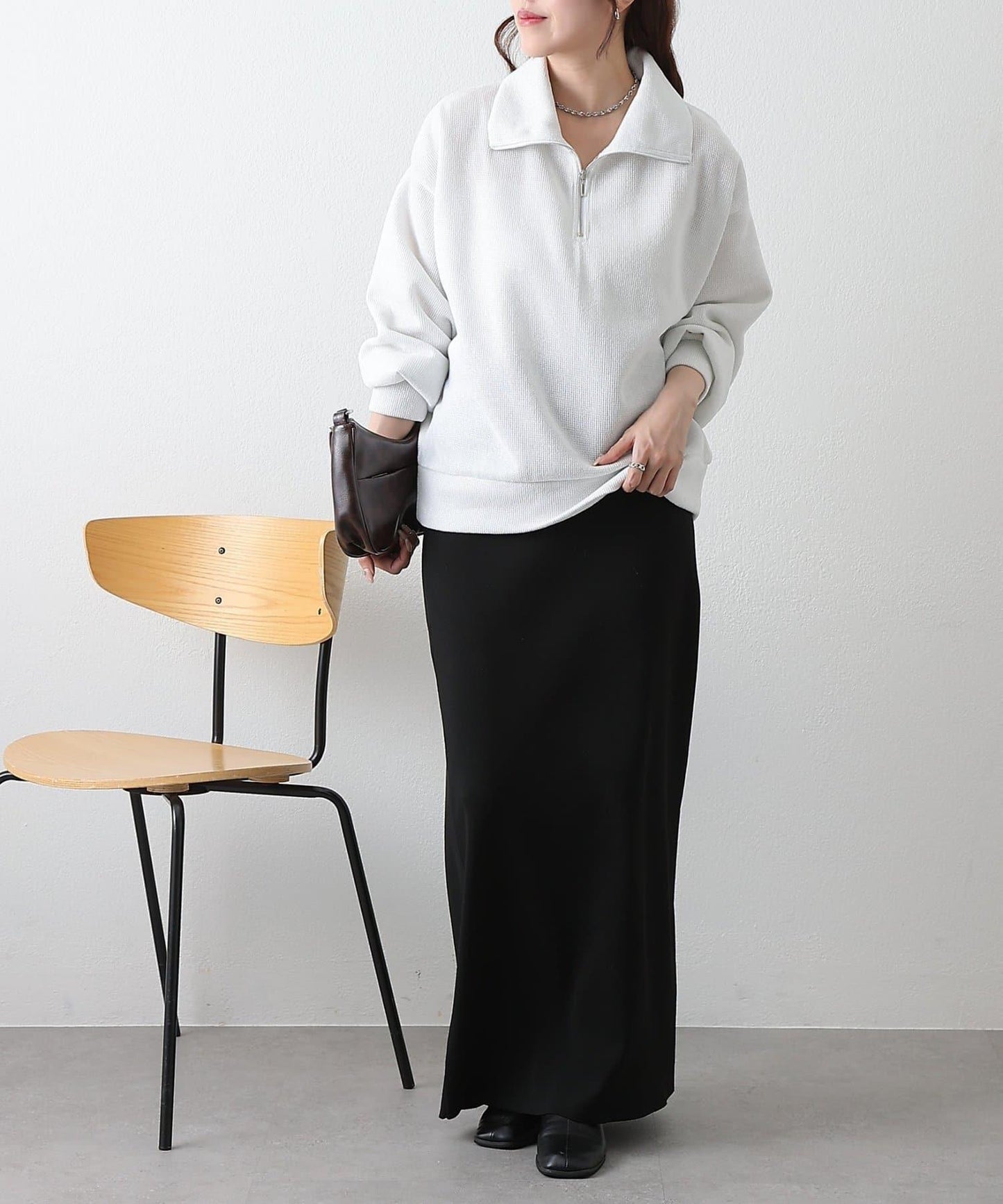 亮片紗半拉鍊套頭衫