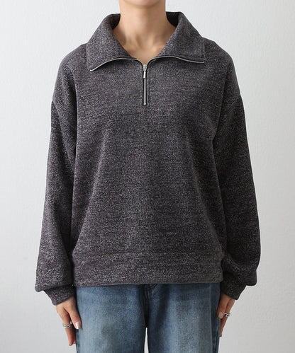 亮片紗半拉鍊套頭衫