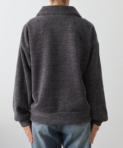 亮片紗半拉鍊套頭衫