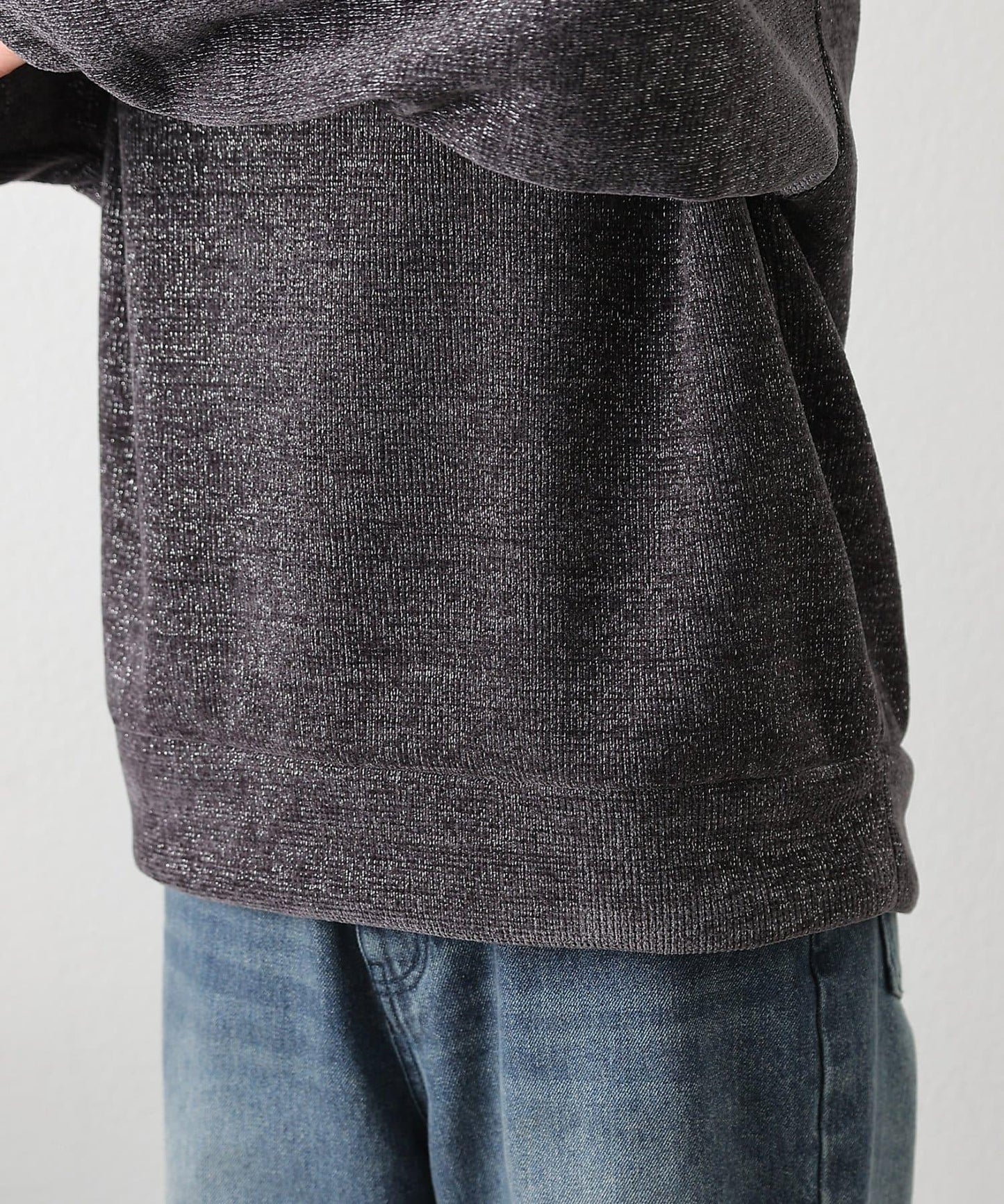 亮片紗半拉鍊套頭衫