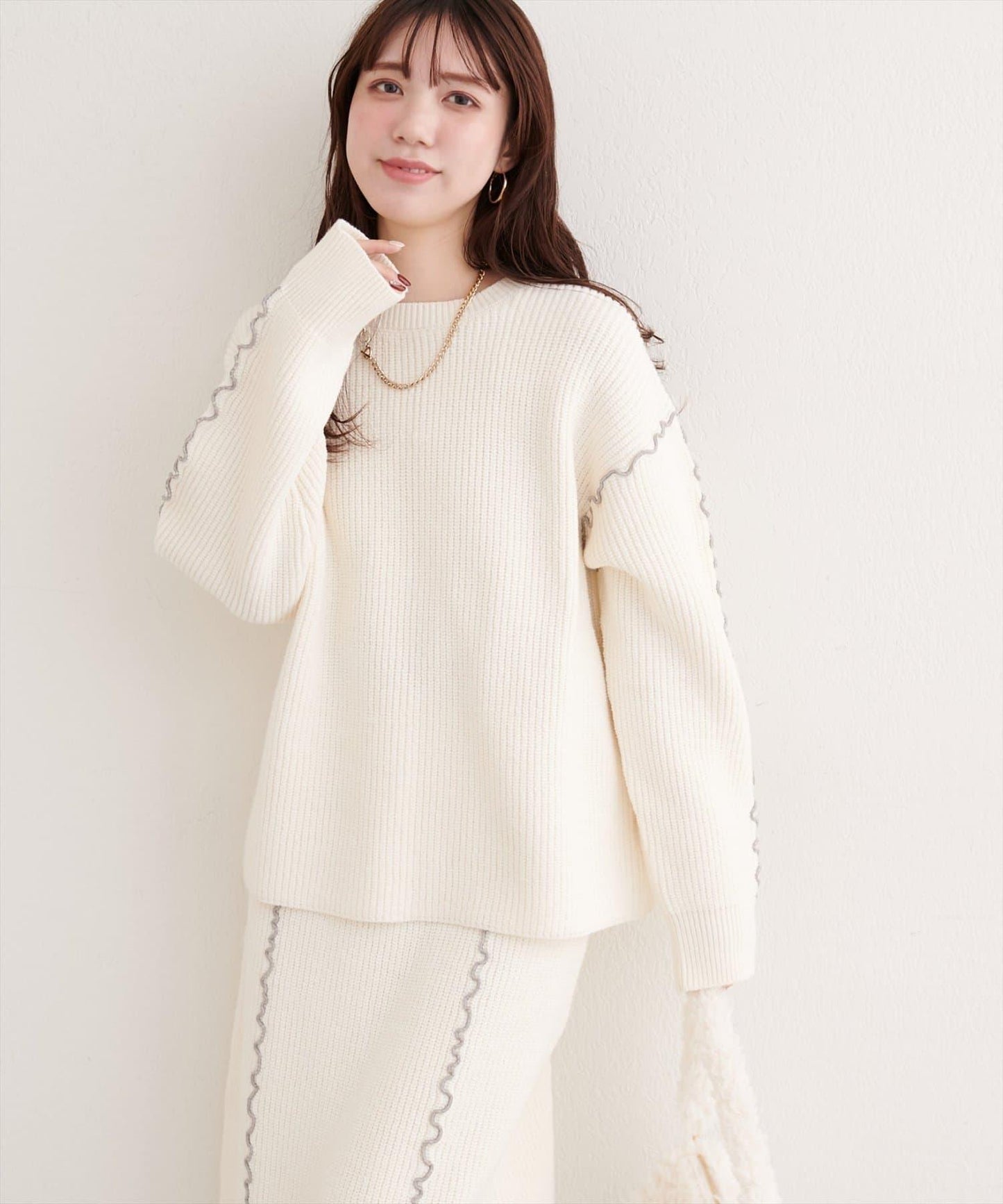 荷葉邊裝飾針織套頭衫