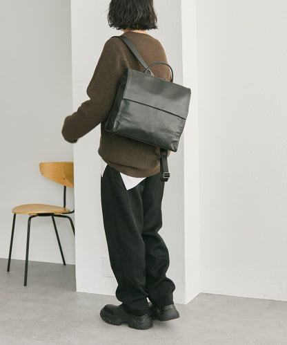 《本革/A4尺寸適用》皮革翻蓋雙肩包