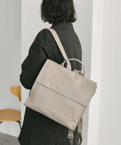 《本革/A4尺寸適用》皮革翻蓋雙肩包