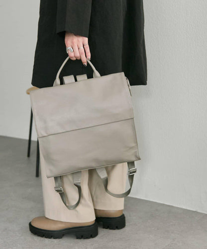 《本革/A4尺寸適用》皮革翻蓋雙肩包