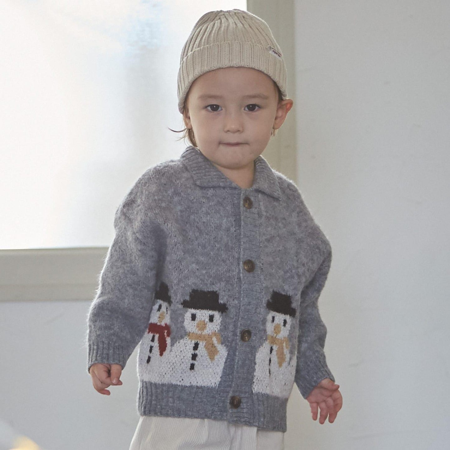 【可機洗】圖案開衫針織外套