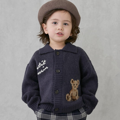 【可機洗】圖案開衫針織外套