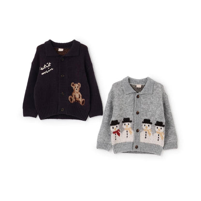 【可機洗】圖案開衫針織外套