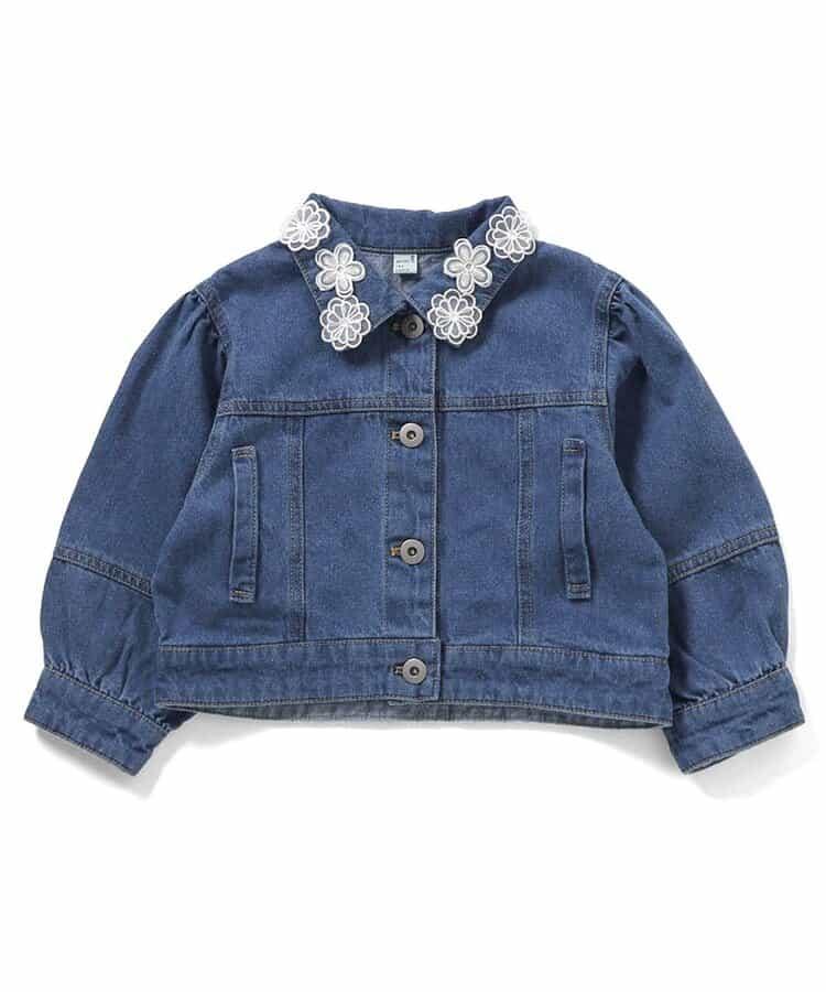 蕾絲拼接短款牛仔夾克