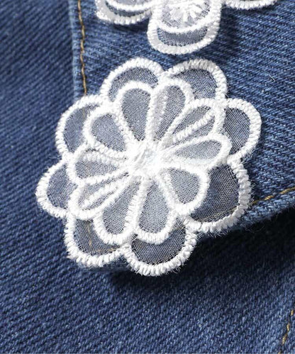 蕾絲拼接短款牛仔夾克