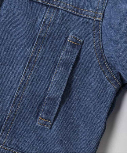 蕾絲拼接短款牛仔夾克