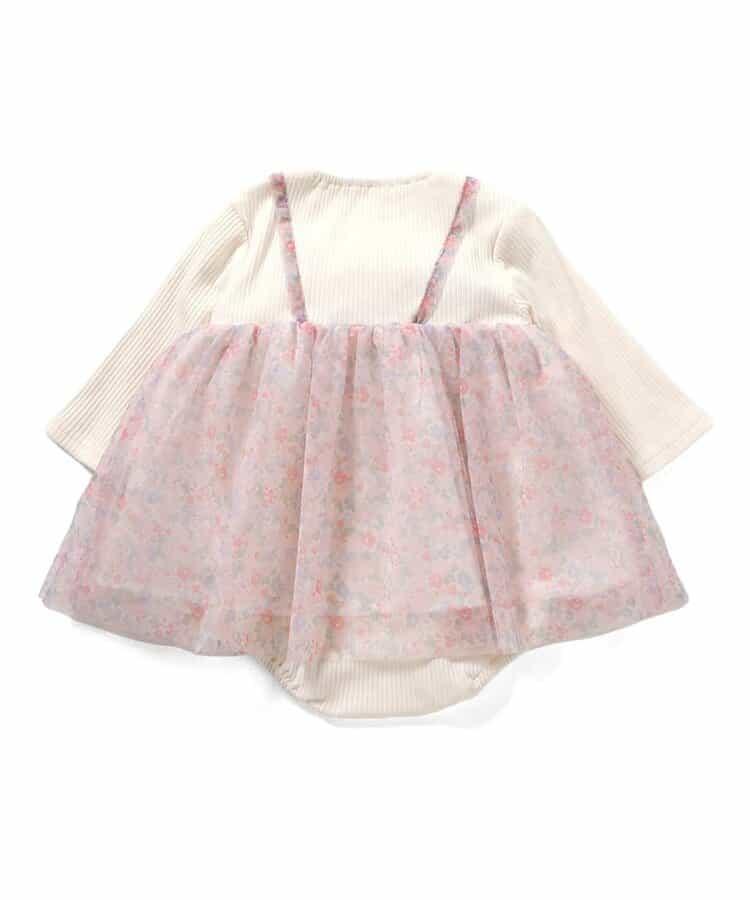 花卉圖案蓬鬆網紗連體衣