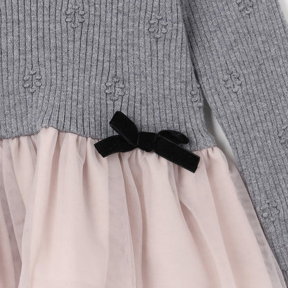 【柔軟蓬鬆】針織荷葉邊網紗下襬長款上衣