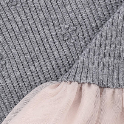 【柔軟蓬鬆】針織荷葉邊網紗下襬長款上衣