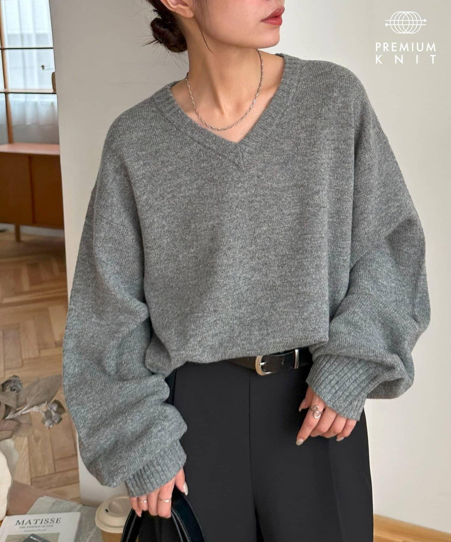 【Discoat】美利奴羊毛V領針織衫