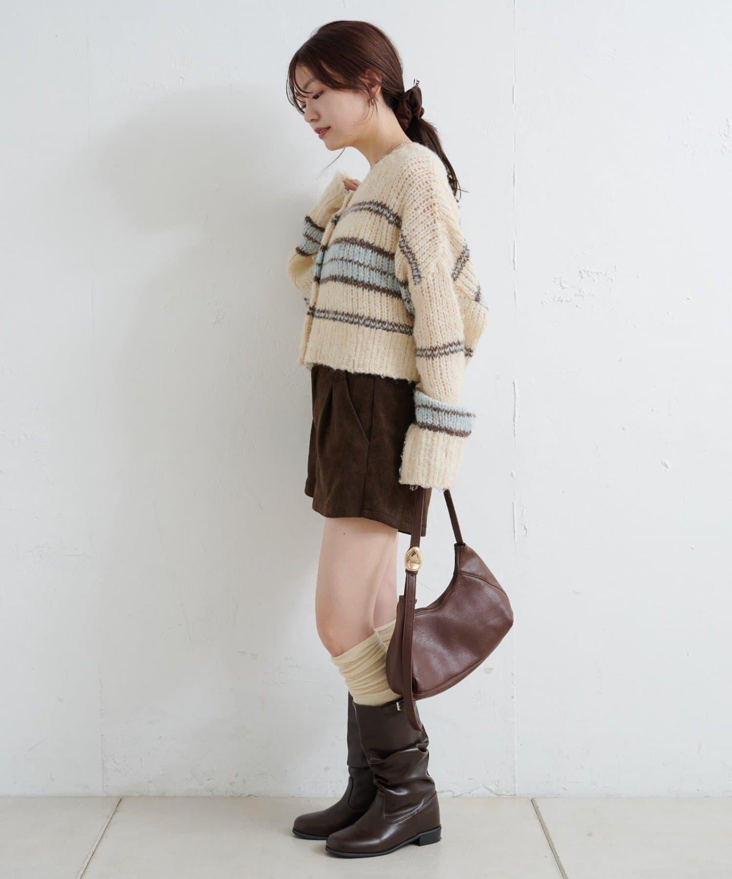 【Kastane】條紋仿馬海毛針織衫