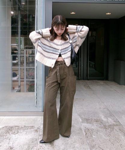 【Kastane】條紋仿馬海毛針織衫