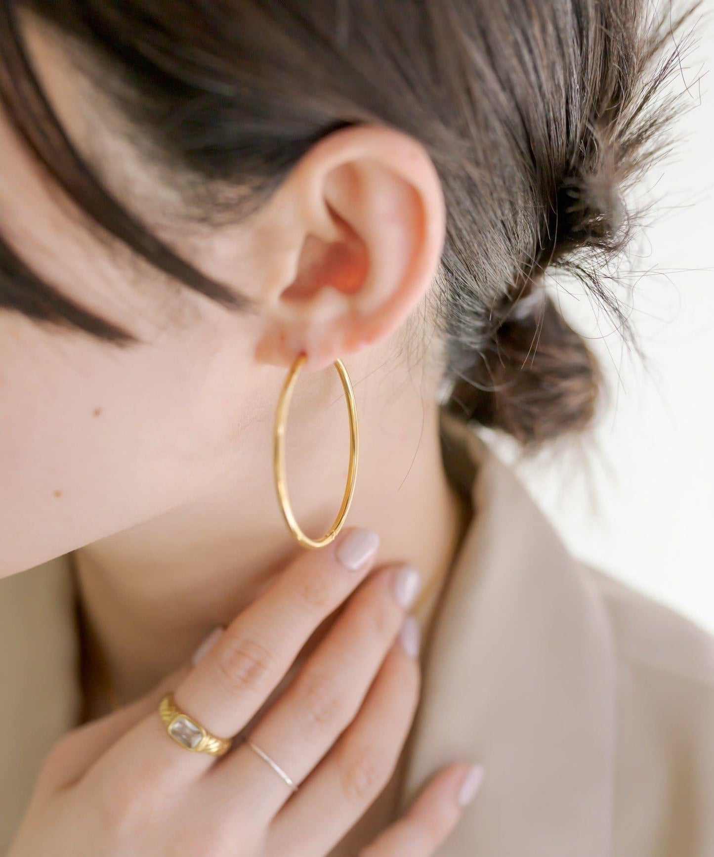 《インフルエンサーuchida企畫》不鏽鋼/44mm圓環耳環