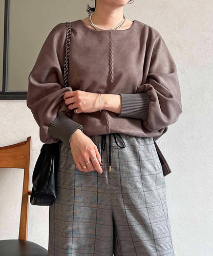 麂皮蝙蝠袖套頭衫