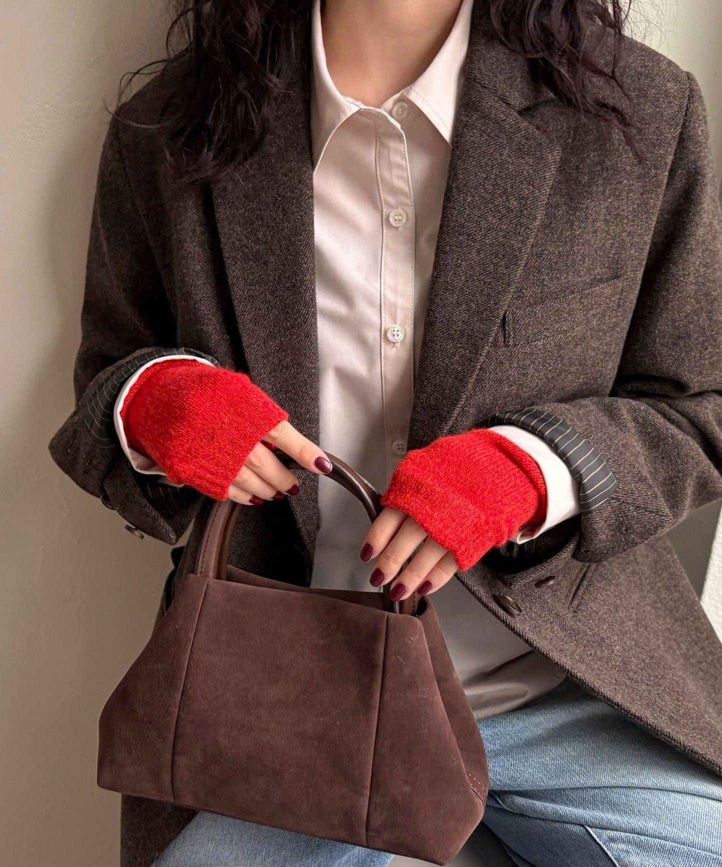 【COSY/コージー】羊毛露指手套