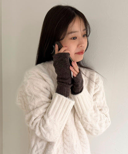 【COSY/コージー】羊毛露指手套