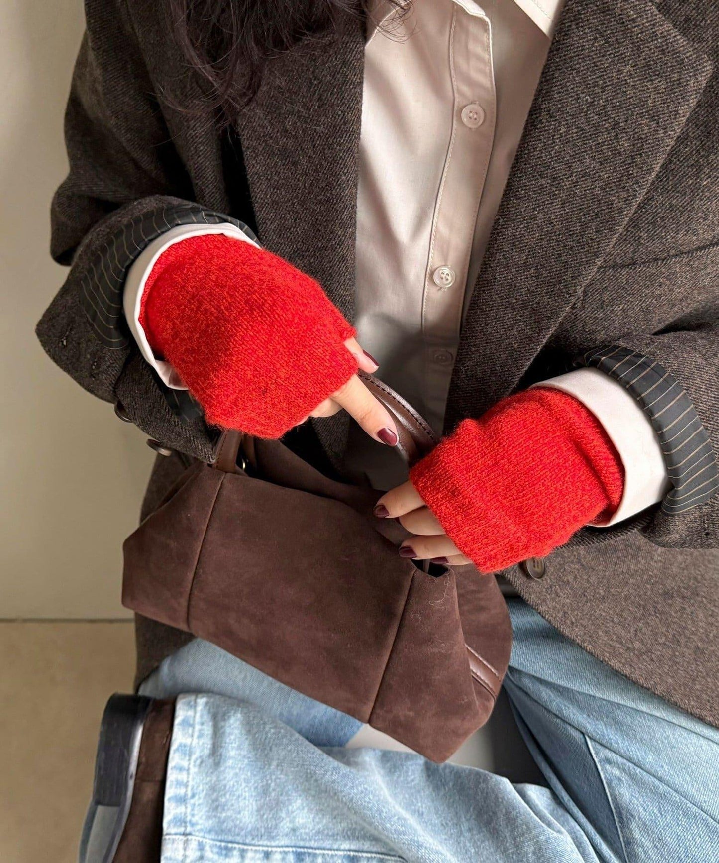 【COSY/コージー】羊毛露指手套