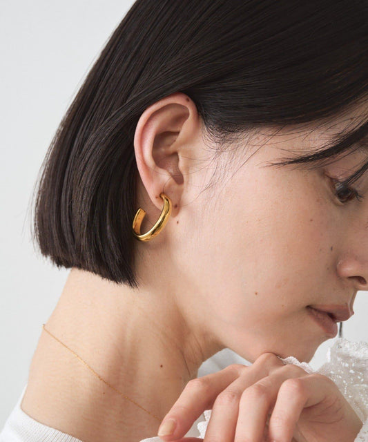 金屬過敏適用/不鏽鋼【GALENA/ガレナ】橢圓形耳環