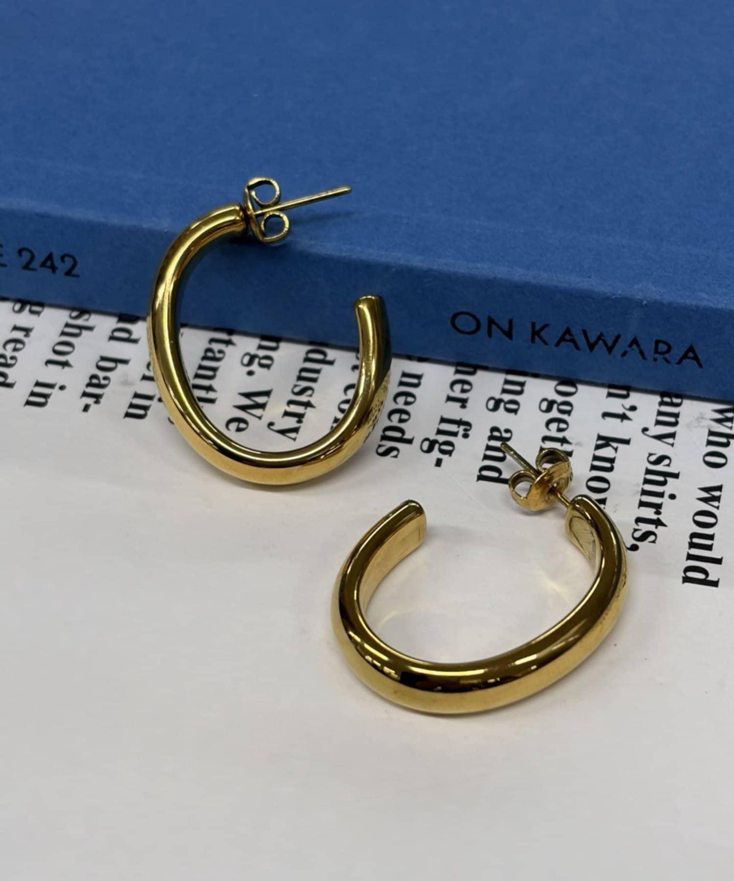 金屬過敏適用/不鏽鋼【GALENA/ガレナ】橢圓形耳環