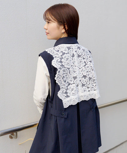 帶蕾絲裝飾喇叭袖風衣