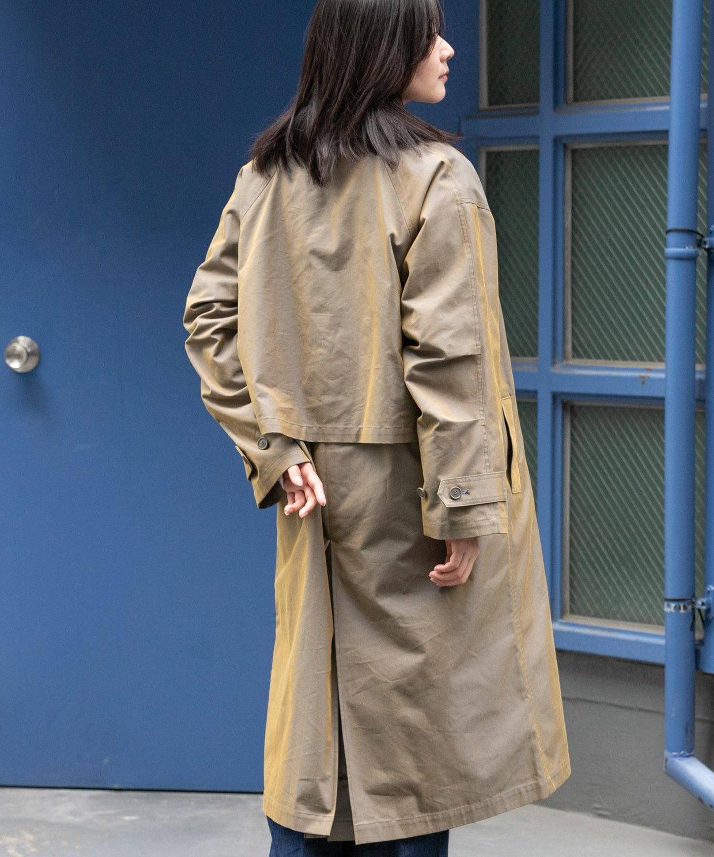 T/C斜紋單排扣大衣