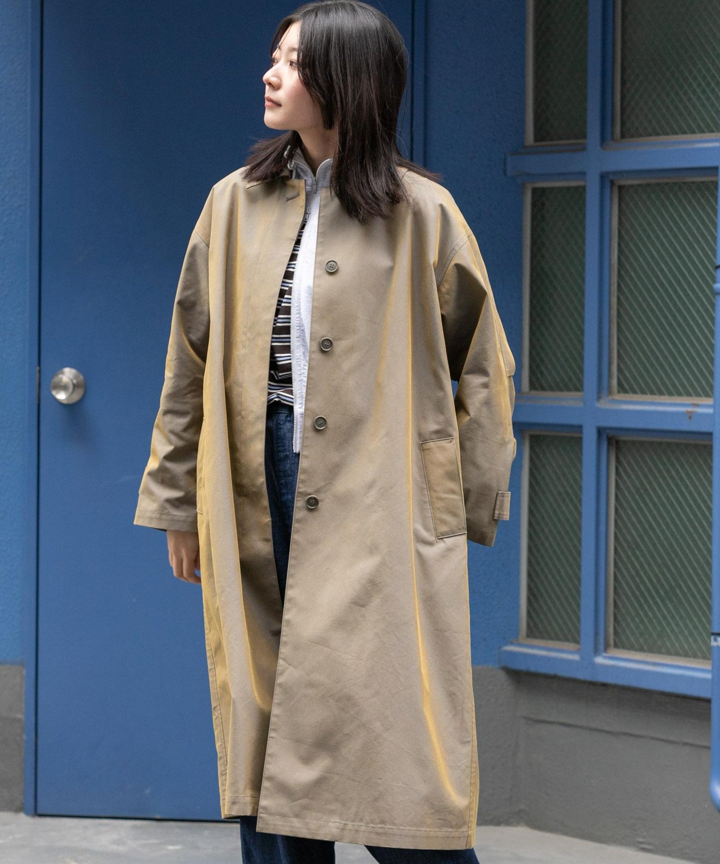 T/C斜紋單排扣大衣