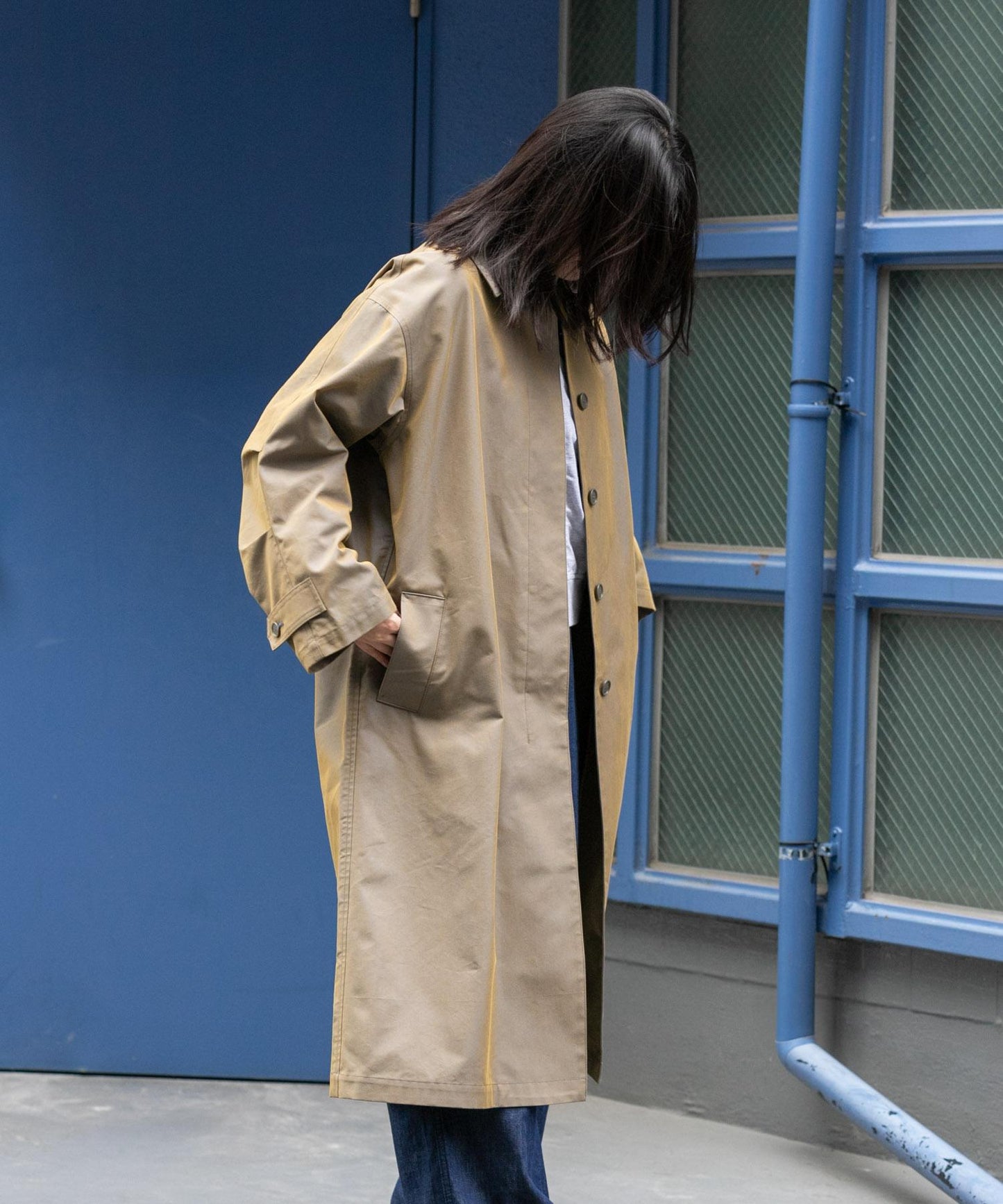 T/C斜紋單排扣大衣