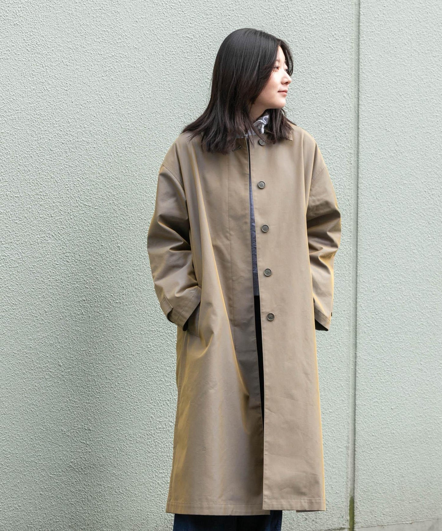 T/C斜紋單排扣大衣