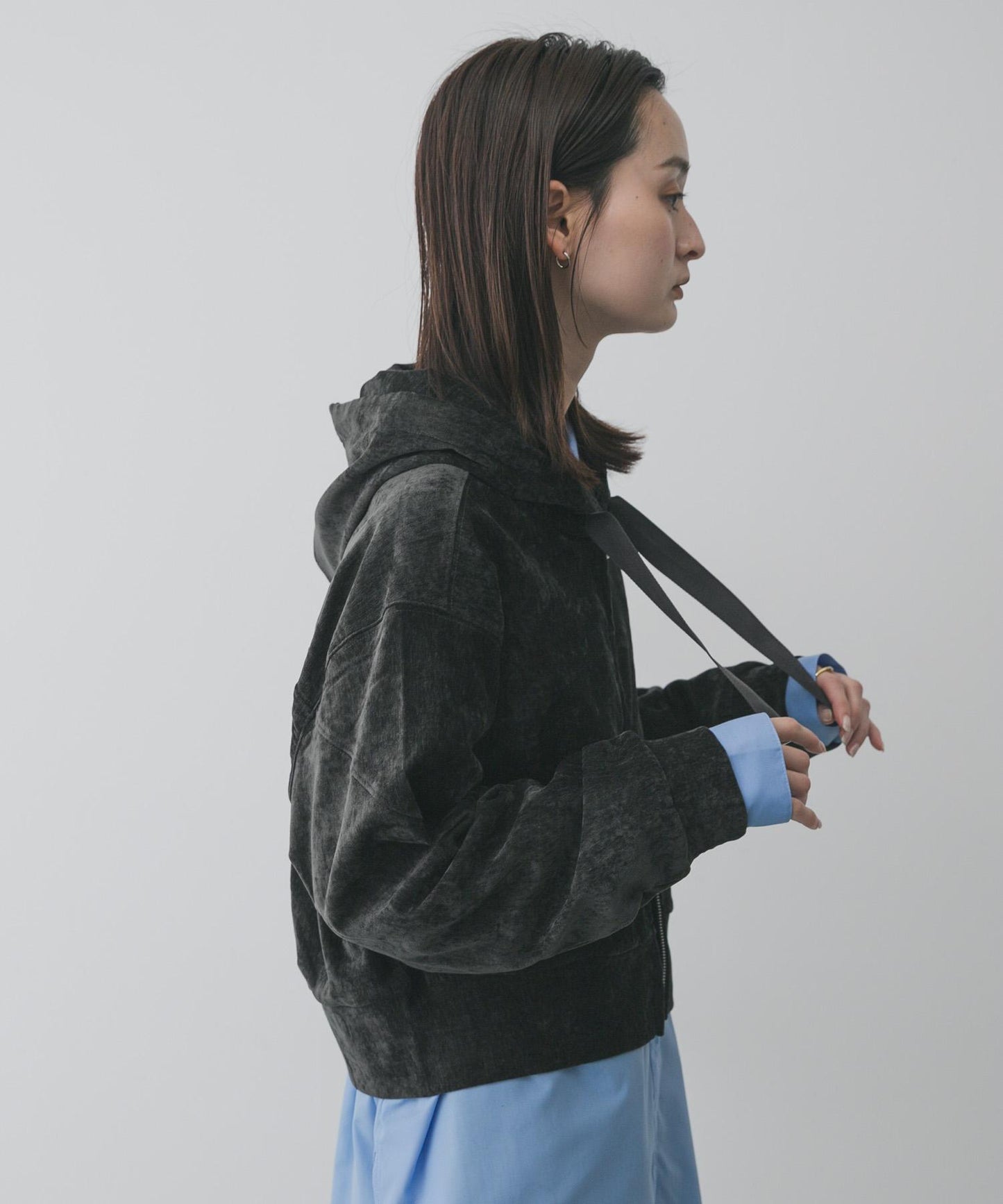 天鵝絨拉鍊連帽衫