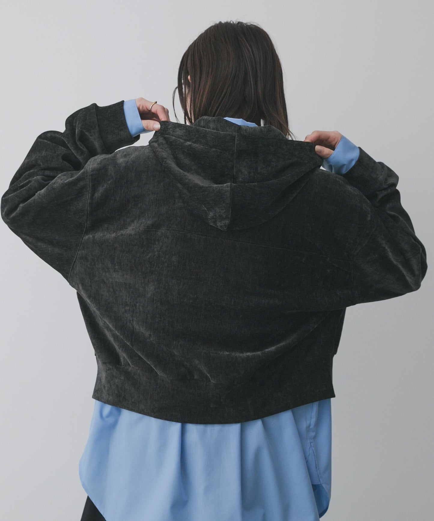天鵝絨拉鍊連帽衫