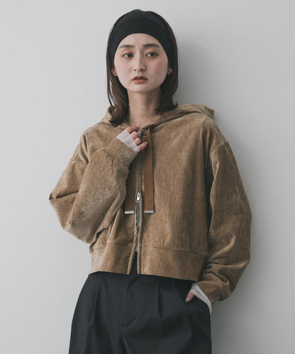 天鵝絨拉鍊連帽衫
