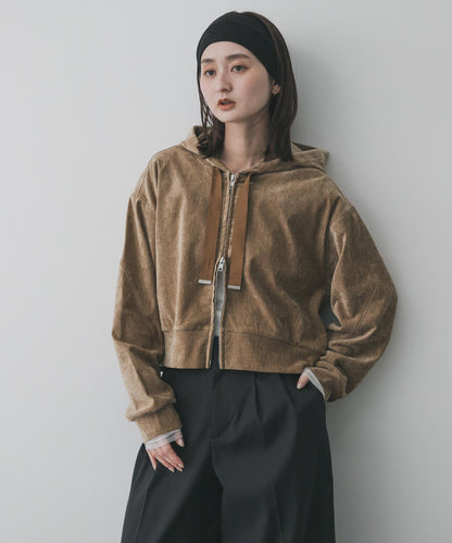 天鵝絨拉鍊連帽衫