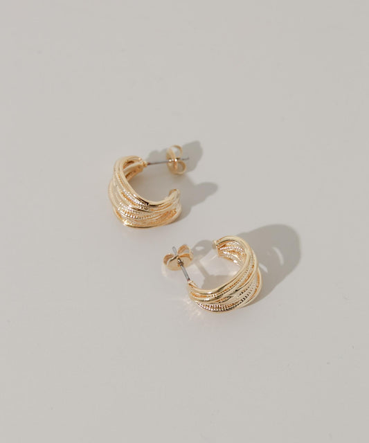 層疊線條圓環耳環