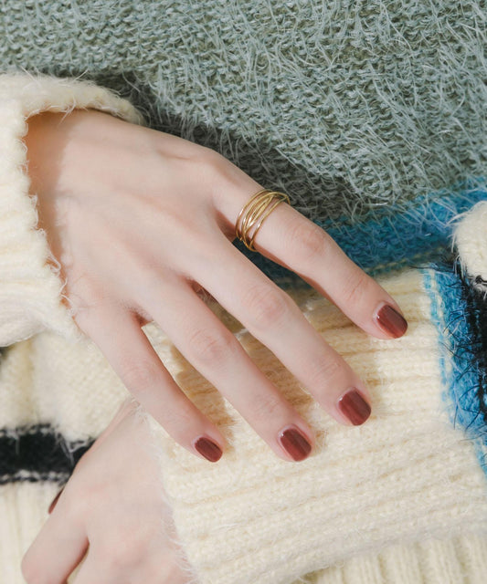 不鏽鋼漸變波浪線戒指