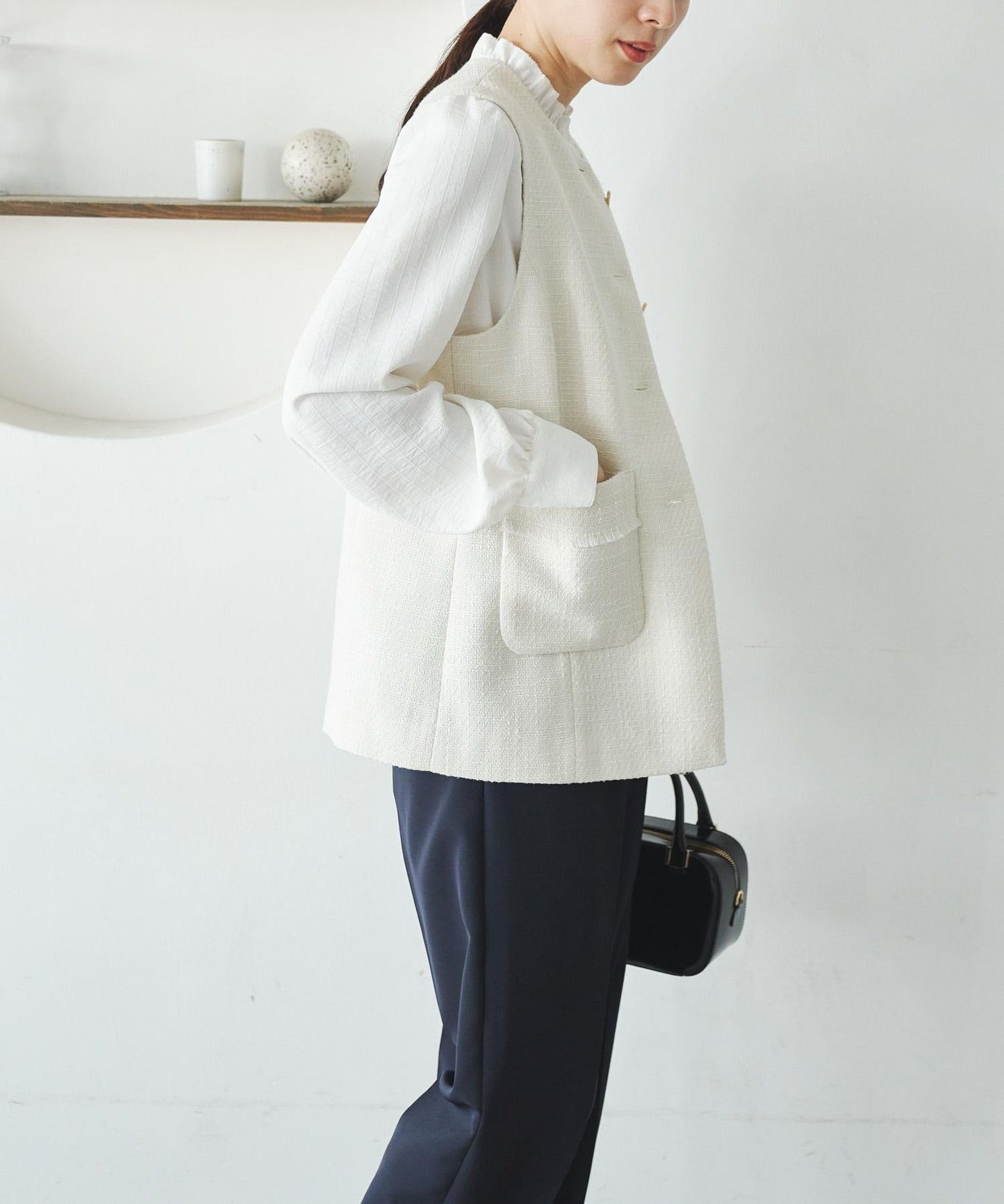 無領粗花呢馬甲