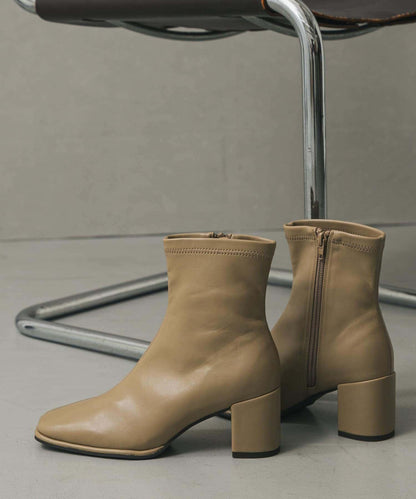 方頭中縫彈力靴