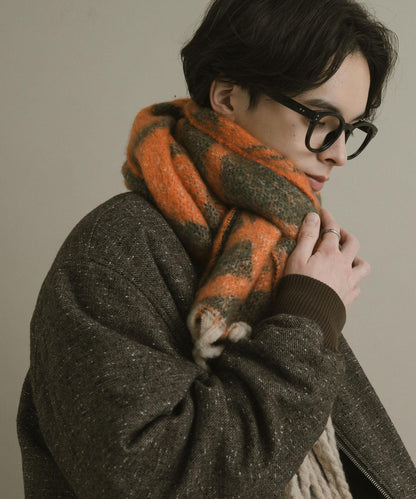 條紋格子加厚圍巾
